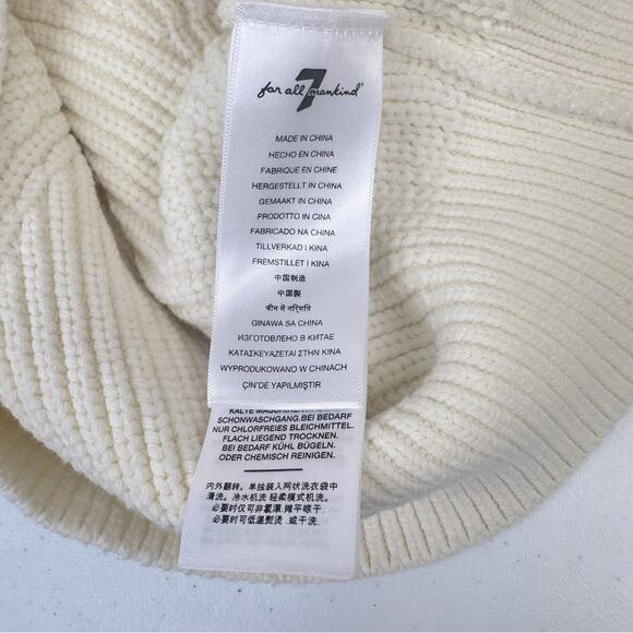 7 For All Mankind Sz M Knit Blouson Sleeve Sweater Cream Boho  Cotton Blend Soft - Picture 14 of 16